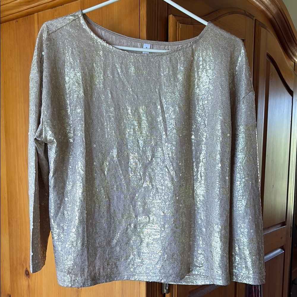 Rodeo Quincy Gold Sequin Blouse with Relaxed Fit